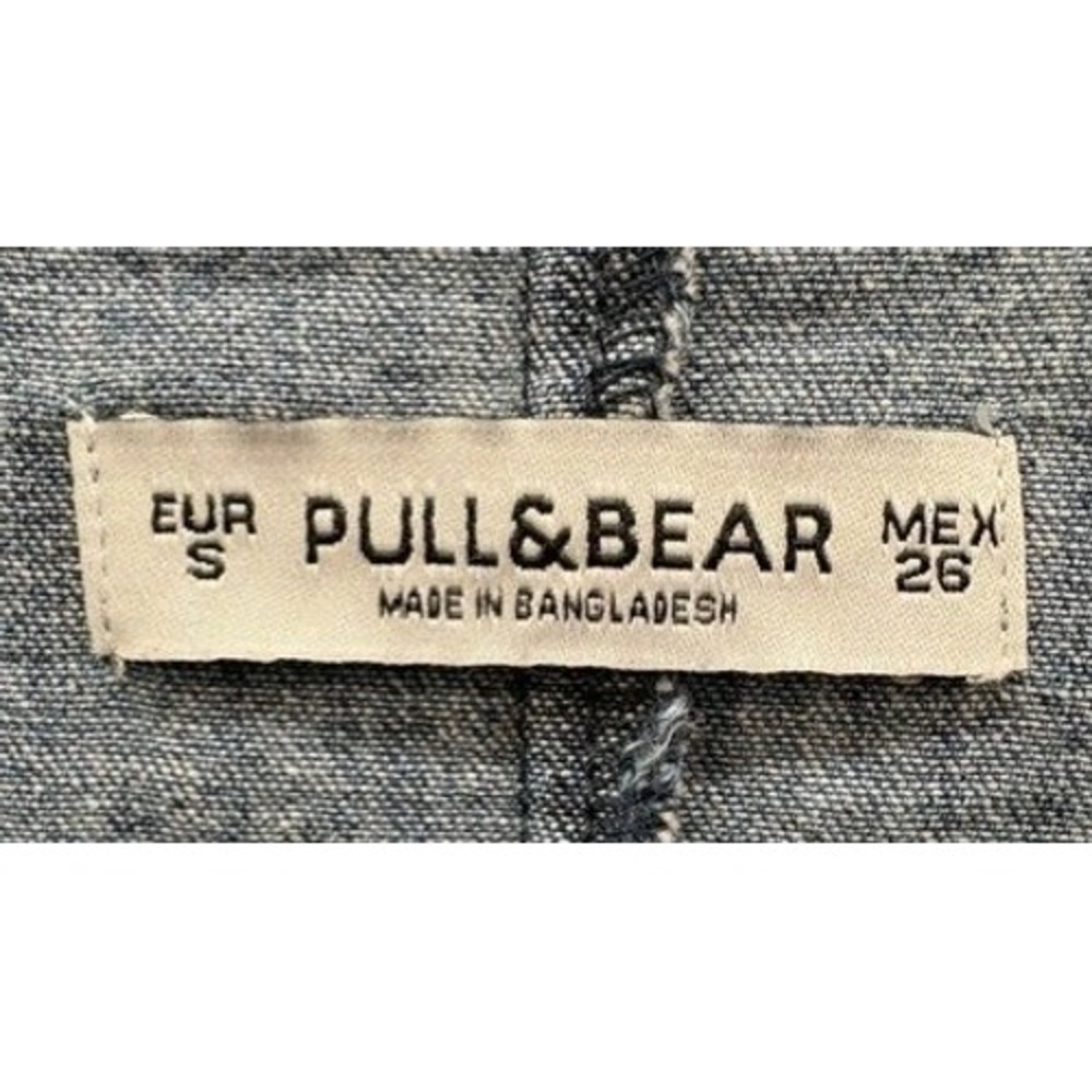 Pull & Bear Denim Mini Denim Dress Embroidered Flower Wheelbarrow - Picture 4 of 4